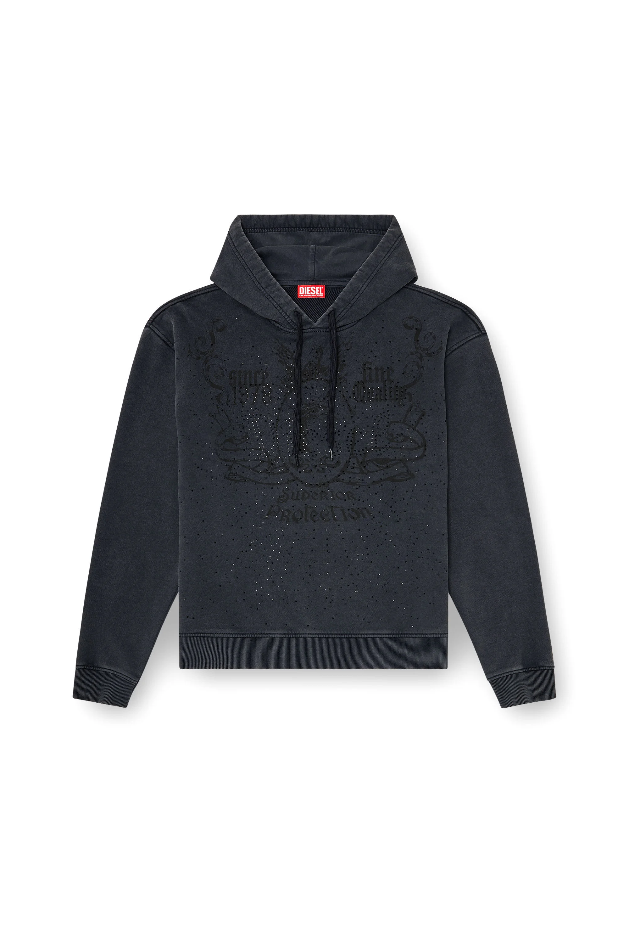 PRINTED HOODIE WITH RHINESTONE STUDS - 1