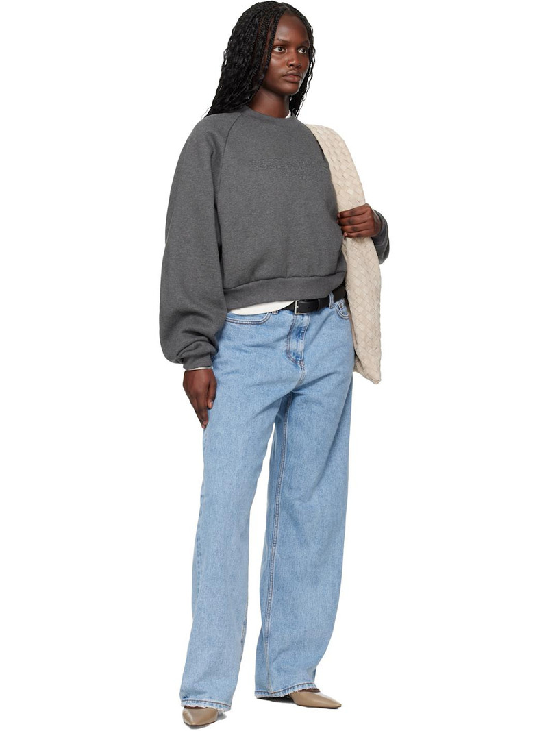 ESSENTIALS Gray Holiday Embossed 90s Raglan Crewneck Sweatshirt outlook