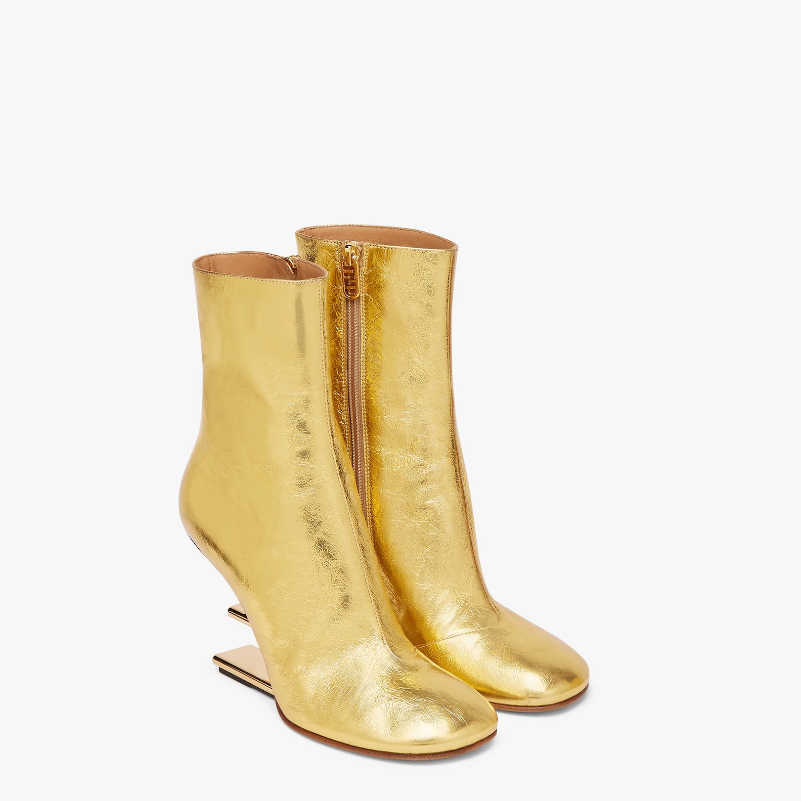 Gold nappa leather high-heel boots - 4