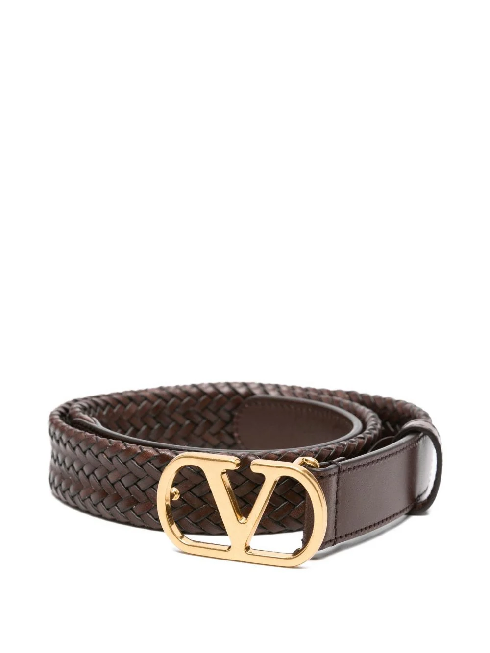VLogo braided leather belt - 1