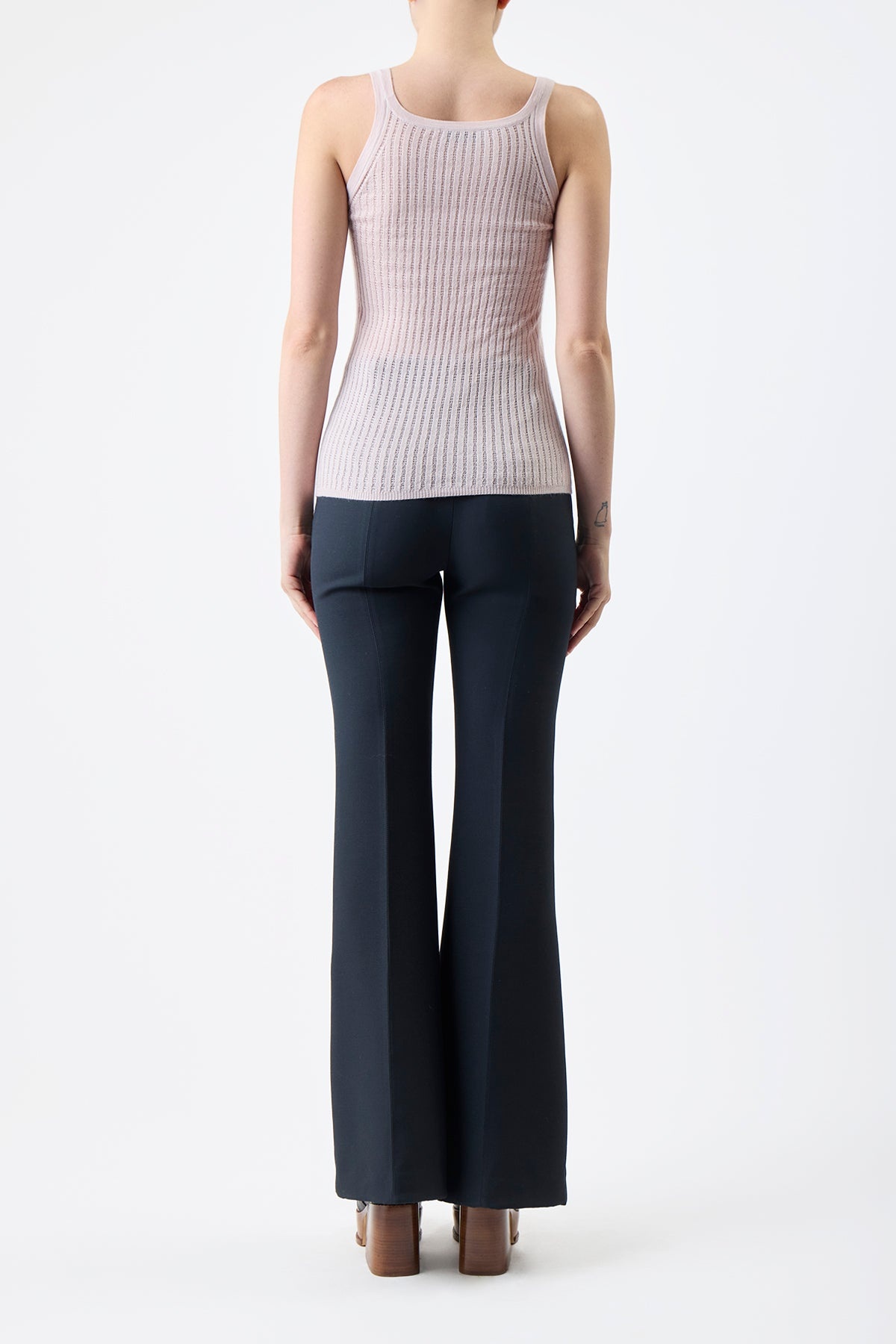 Nevin Pointelle Tank in Blush Silk Cashmere - 4