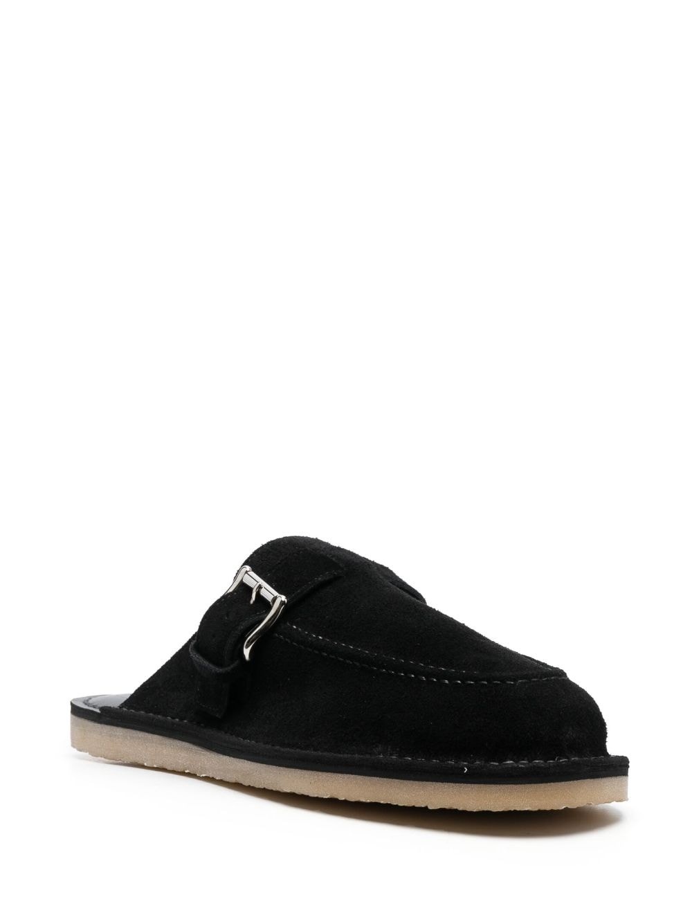 buckle-fastening suede slides - 2