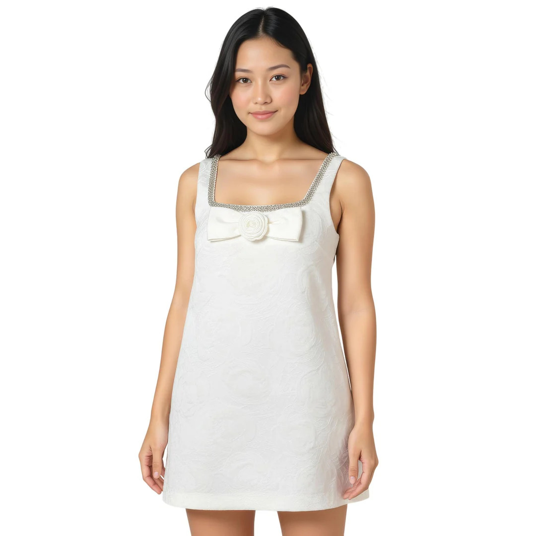 White Tulle Lace Mini Dress - 2