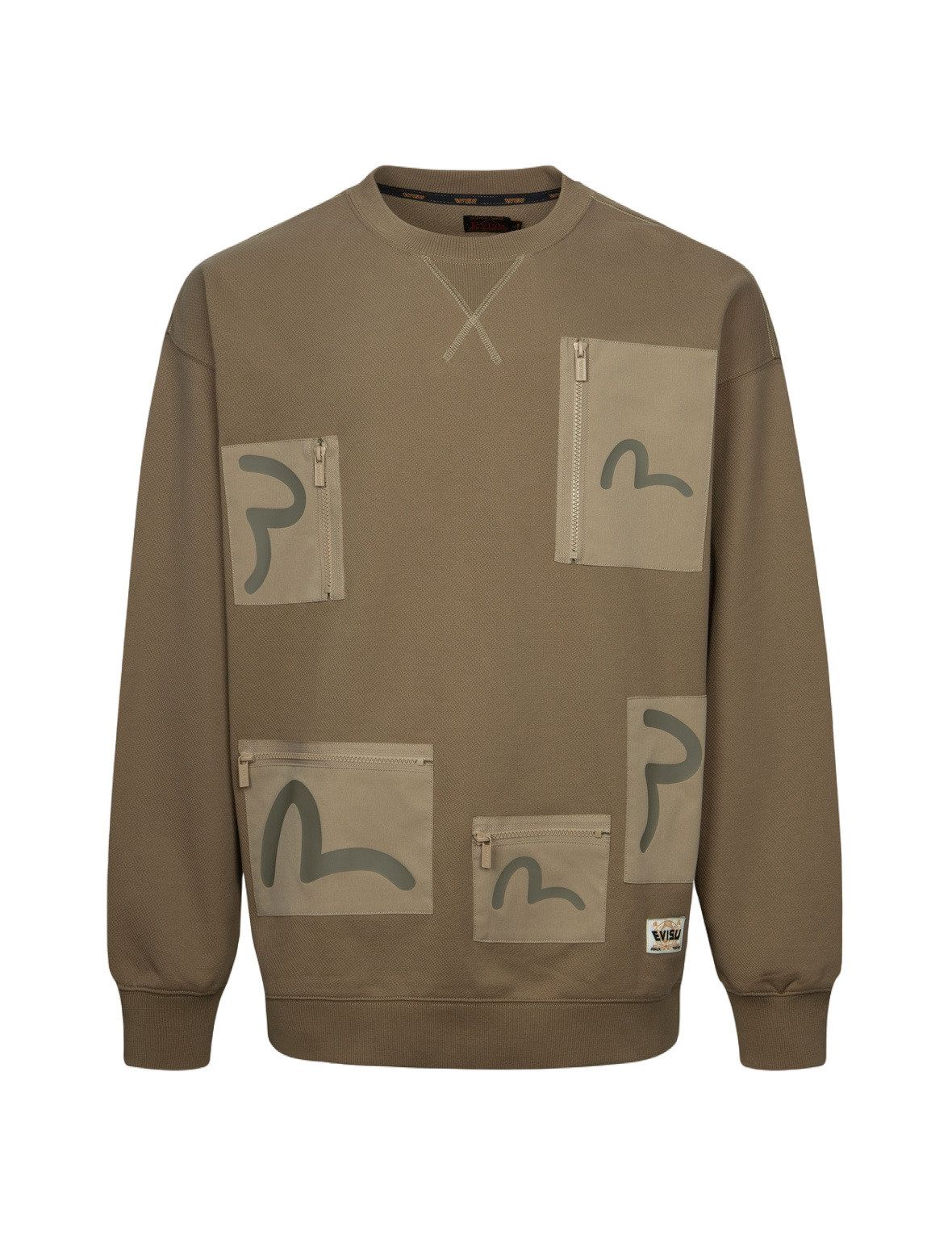 MULTI-POCKETS WITH SEAGULL PRINT LOOSE FIT SWEATSHIRT - 14
