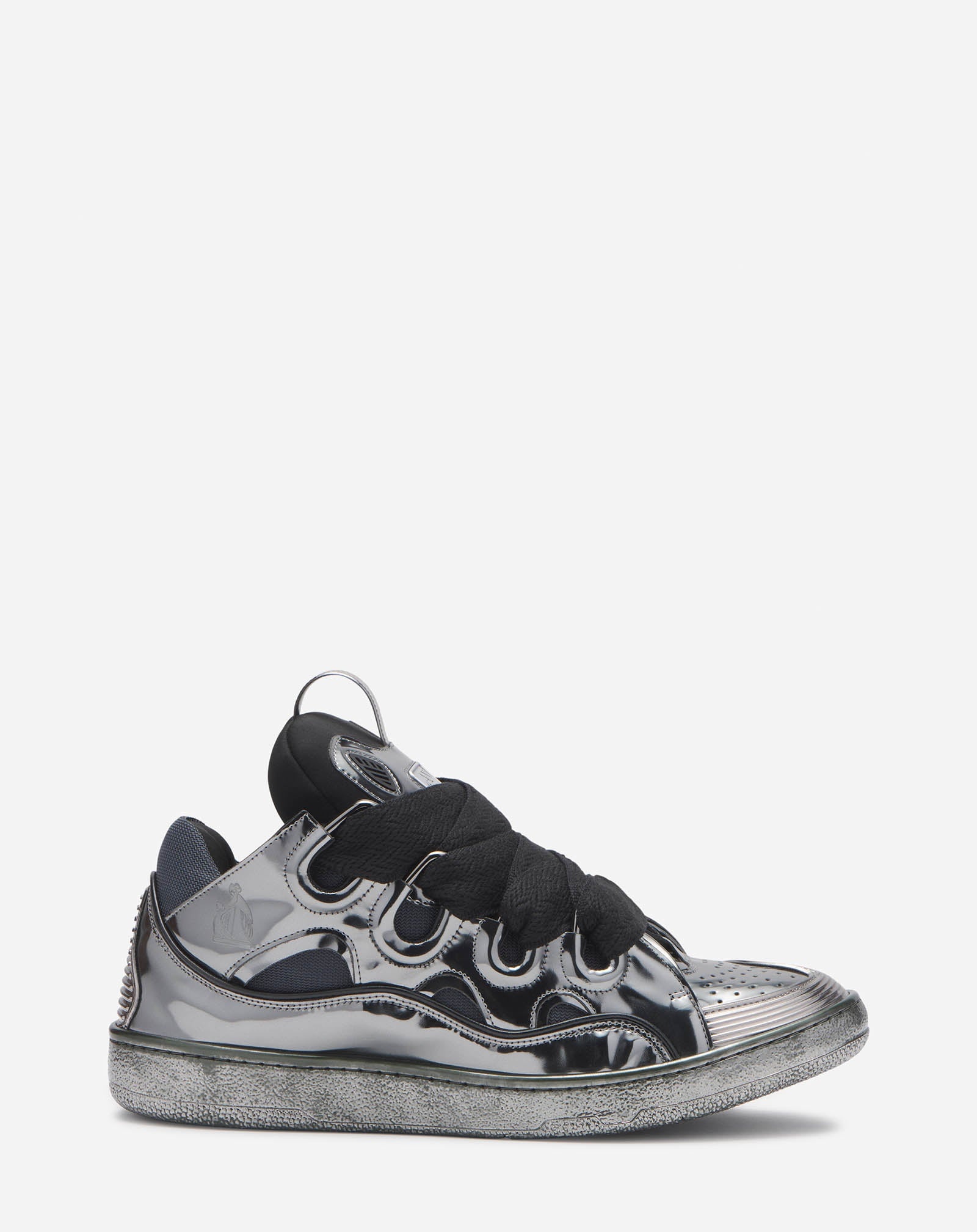 METALLIC LEATHER CURB SNEAKERS - 1