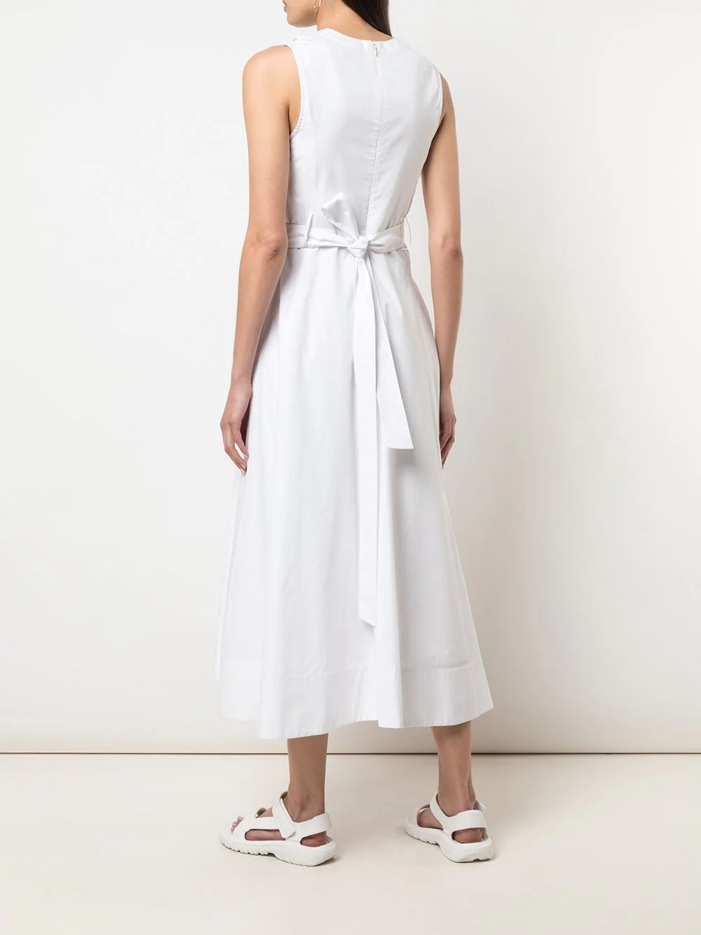 sleeveless V-neck poplin dress - 4