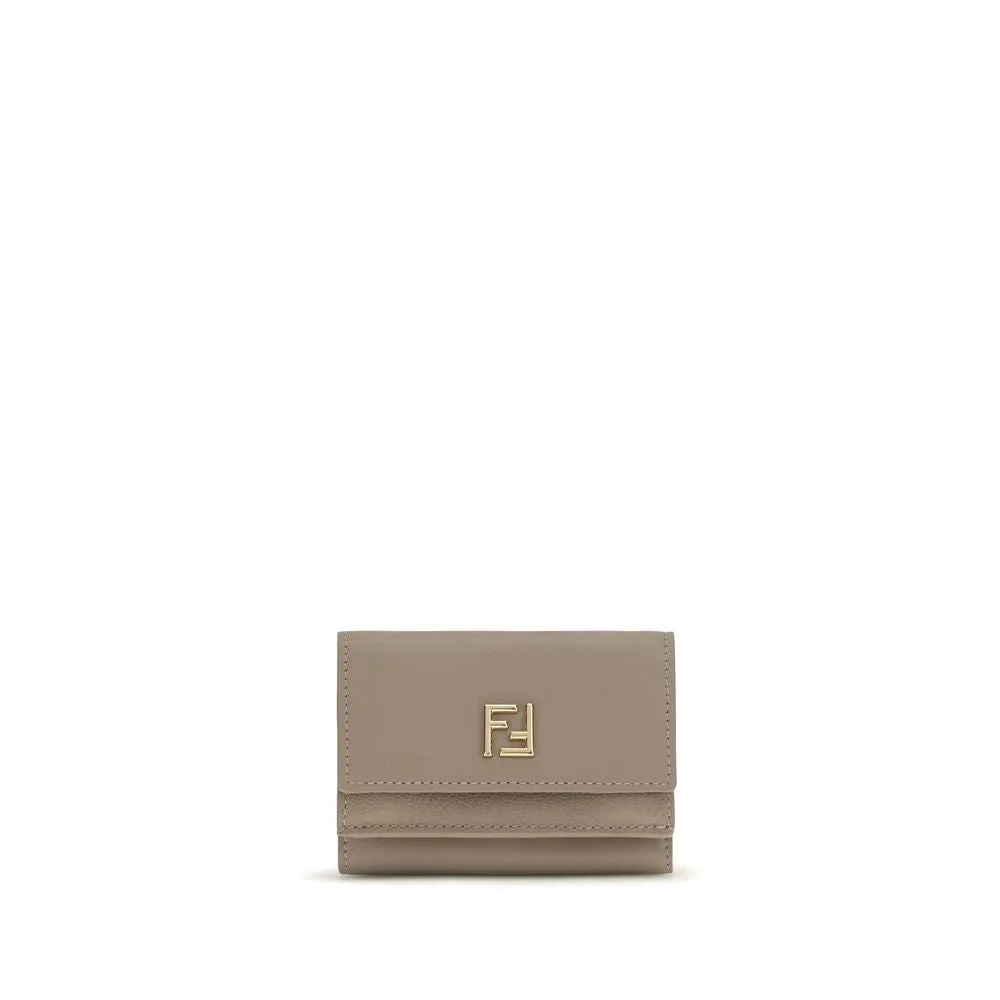 Fendi FF Logo Calfskin Wallet — Beige - 1
