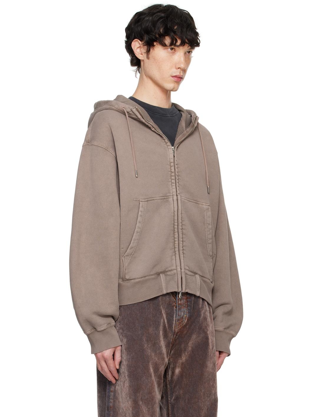 Brown Bubble Zip Hoodie - 2