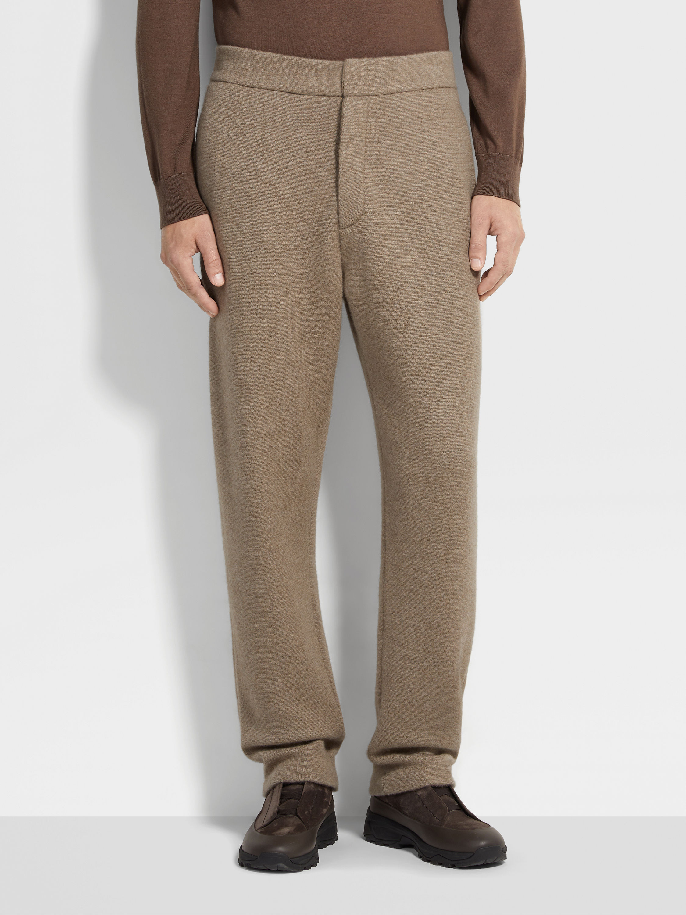LIGHT TAUPE MÉLANGE OASI CASHMERE PANTS - 5