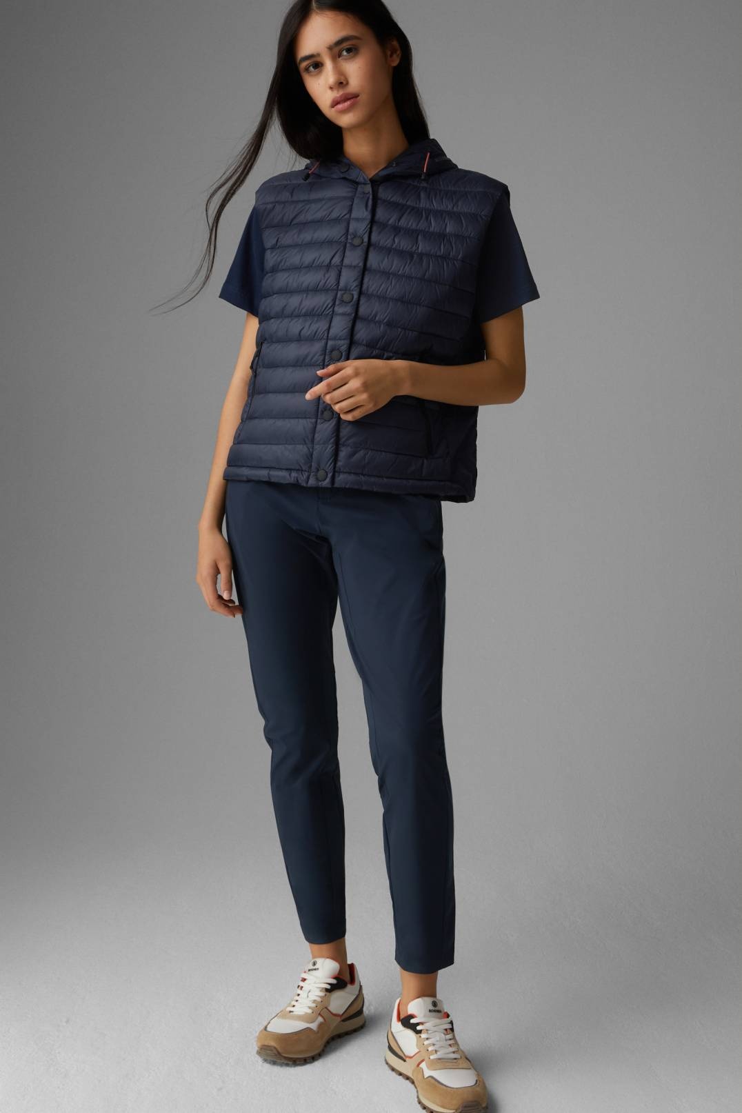 KANYA QUILTED WAISTCOAT IN NAVY BLUE - 4