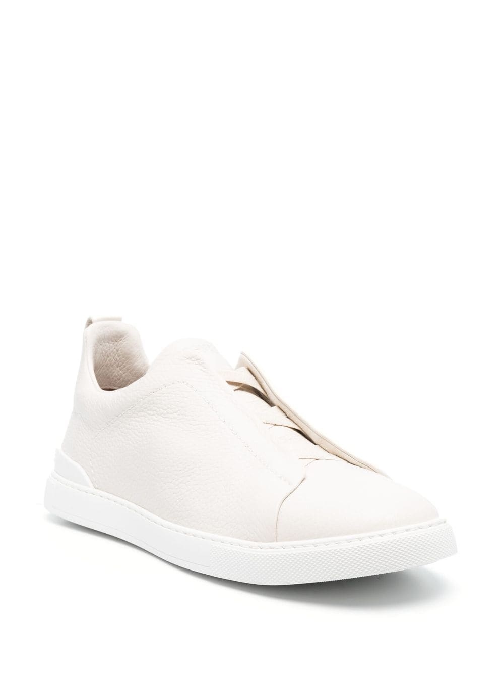 grained-leather low-top sneakers - 2