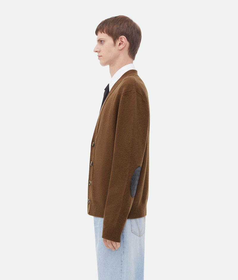 Bottega Veneta Cashmere Cardigan With Intrecciato Leather Patches outlook
