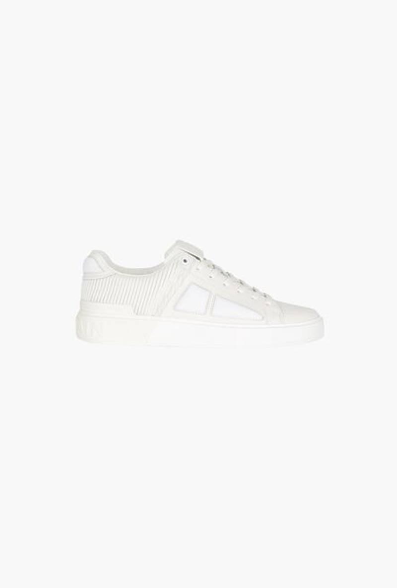 White calfskin and neoprene B-Court sneakers 1