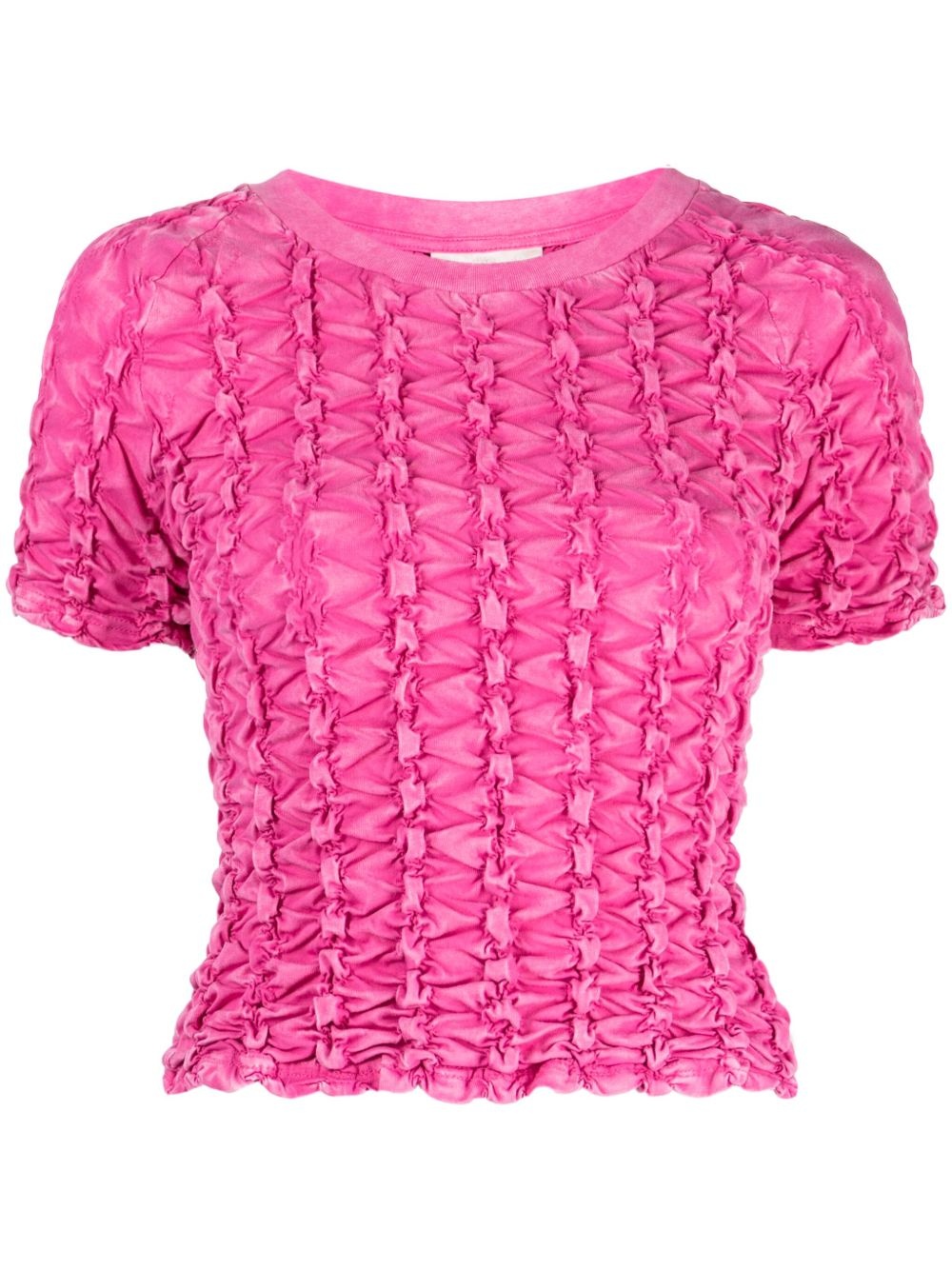 ruched-detailing cotton T-shirt - 1