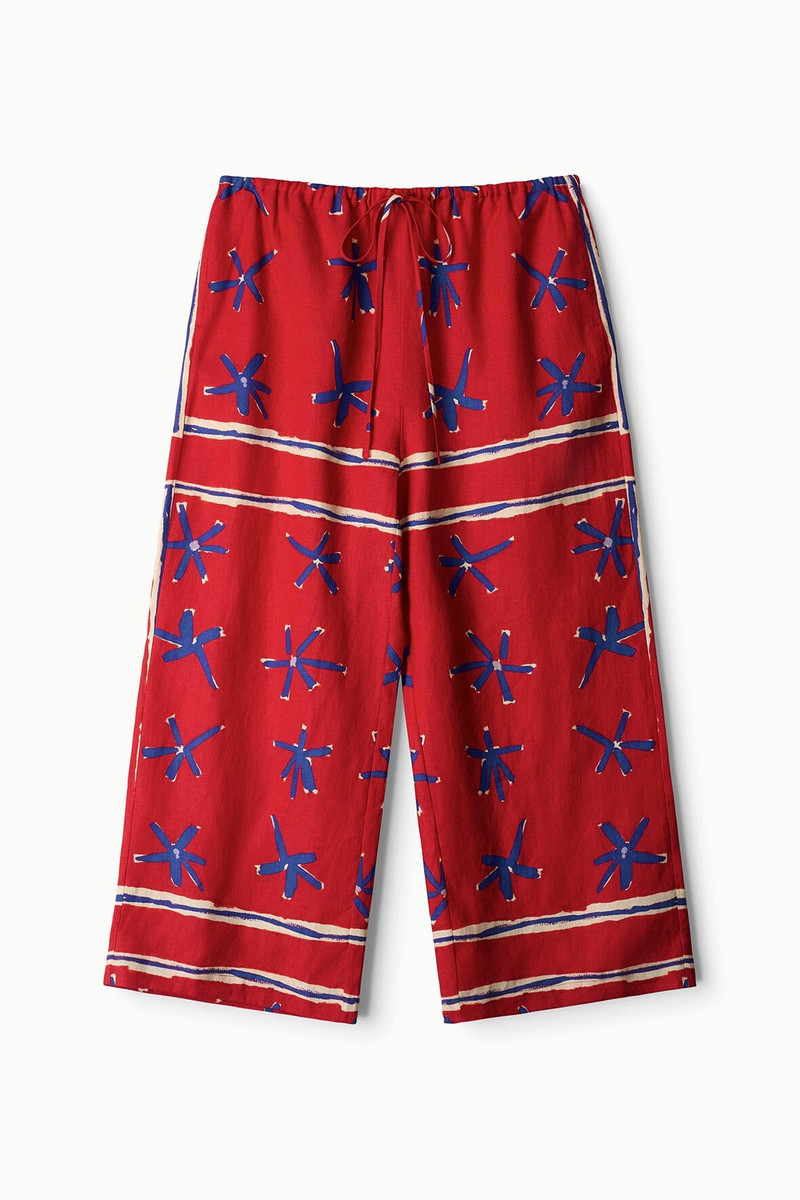 STAUD MATEO LINEN CROPPED PANT PAINTED FOULARD 1