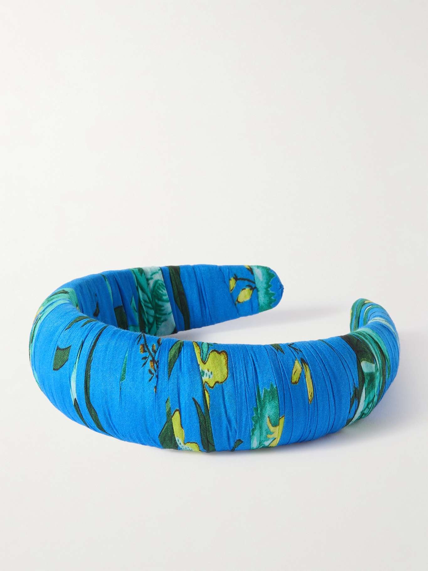 Gathered floral-print cotton and silk-blend voile headband - 1