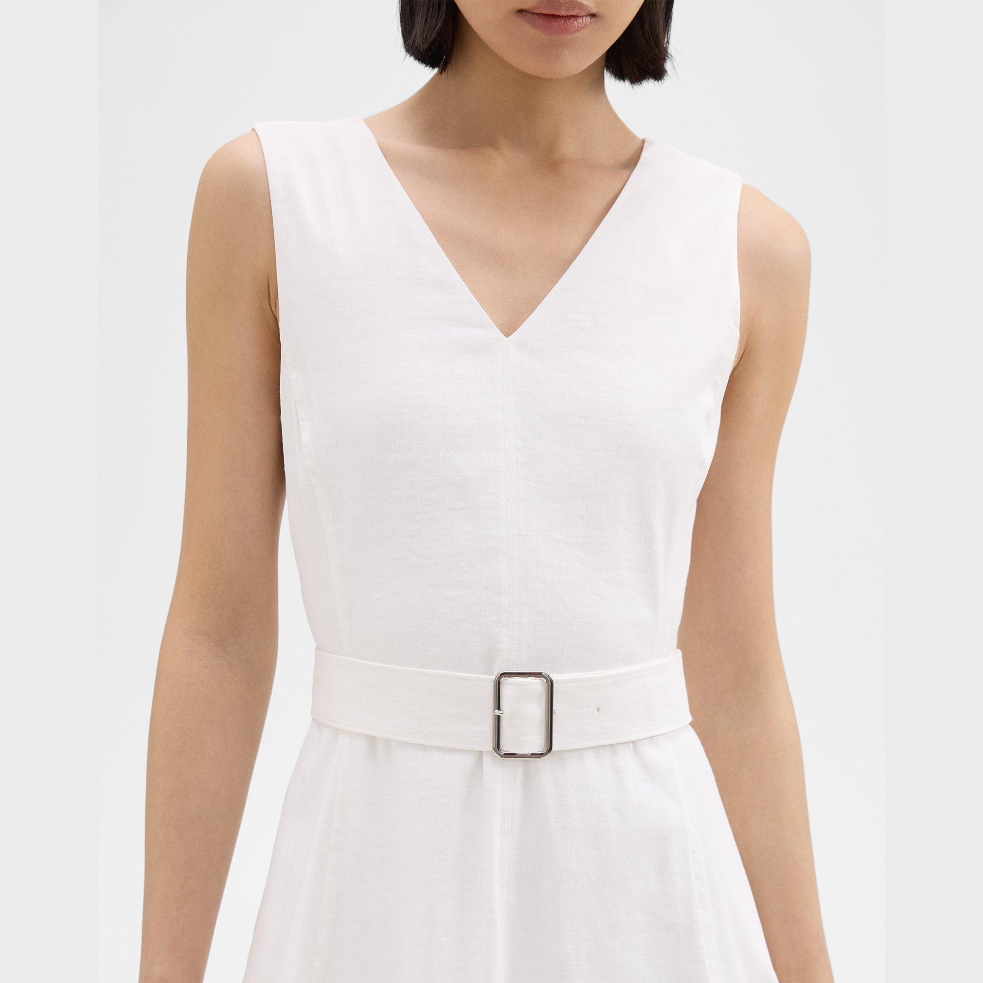 V-Neck Volume Dress in Good Linen - 5