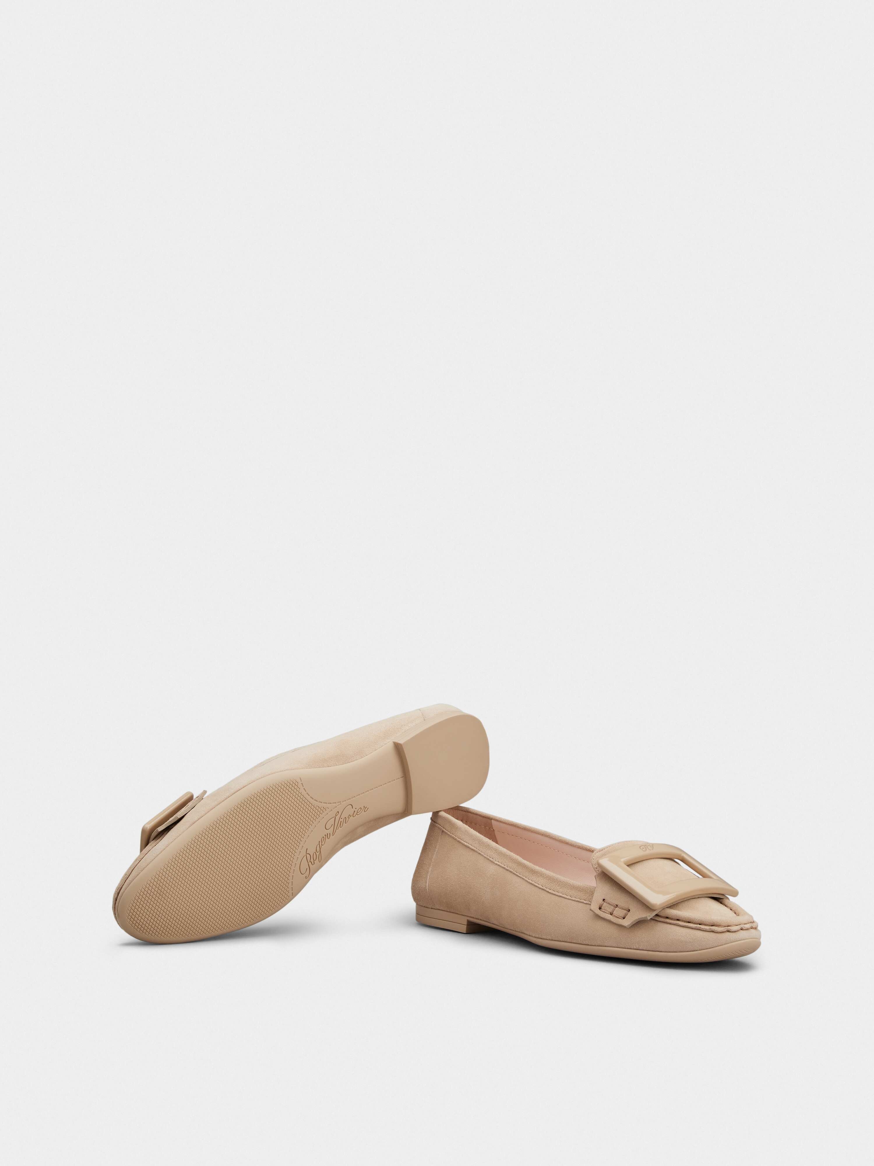 Lacquered Buckle Loafers  in Suede - 6