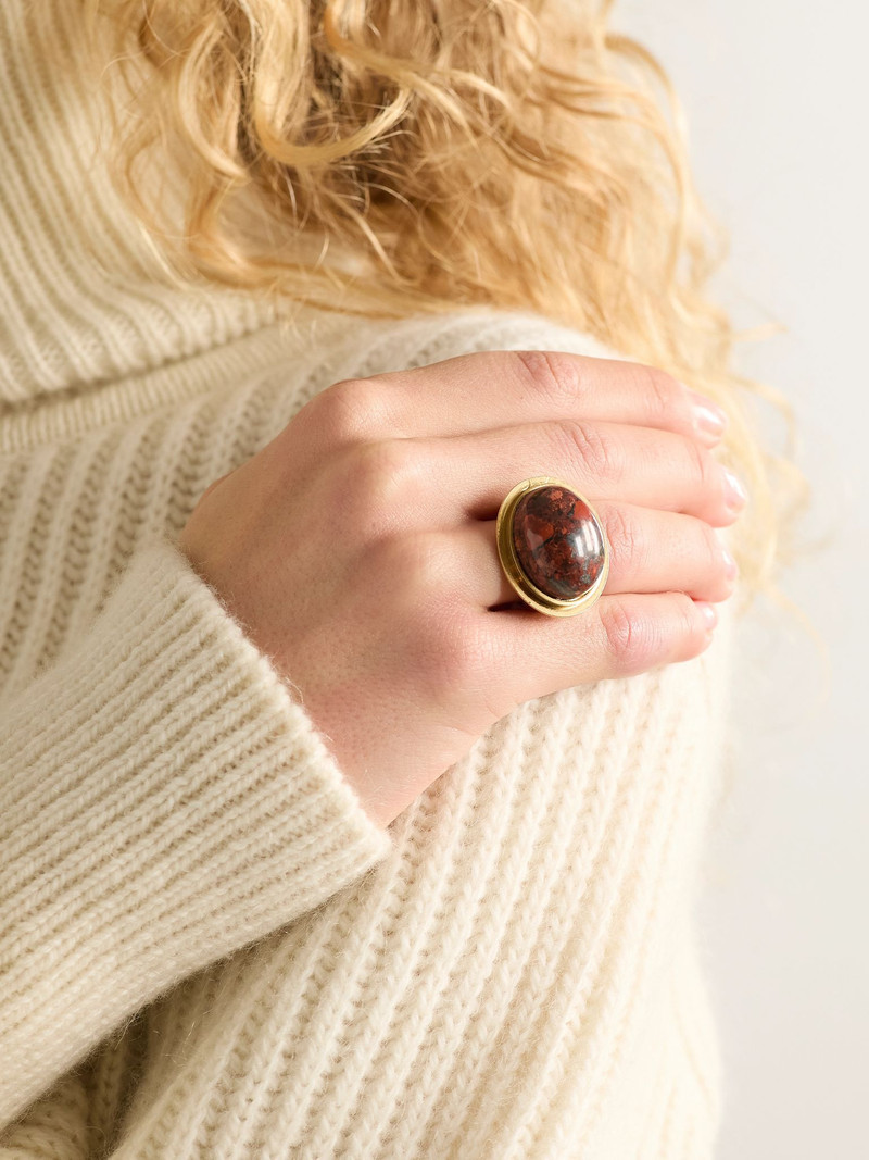 Chloé Gold-tone jasper ring Gold outlook