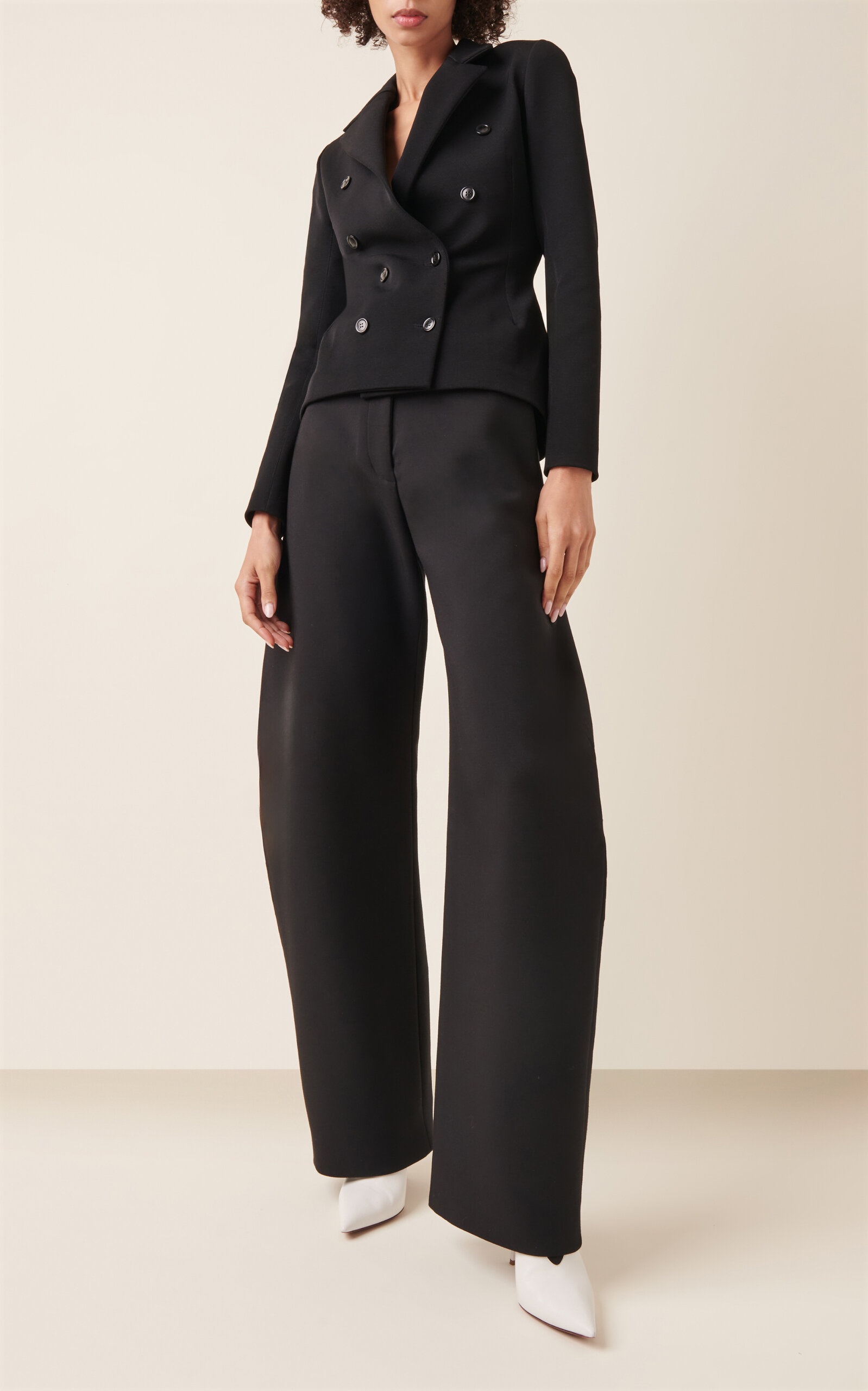 Archetypes belted wool-blend gabardine wide-leg pants