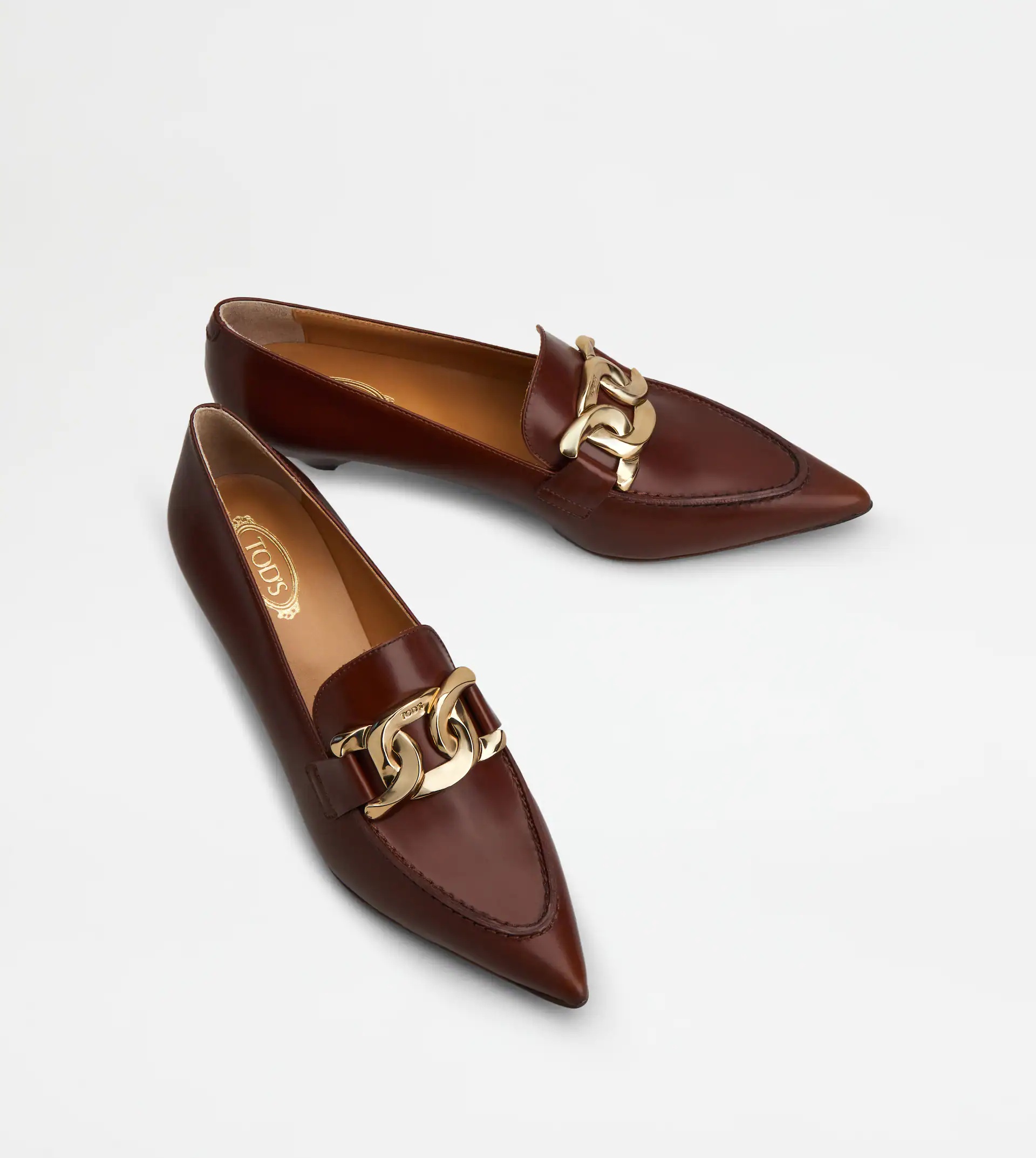 HEELED LOAFERS IN LEATHER - BROWN - 3