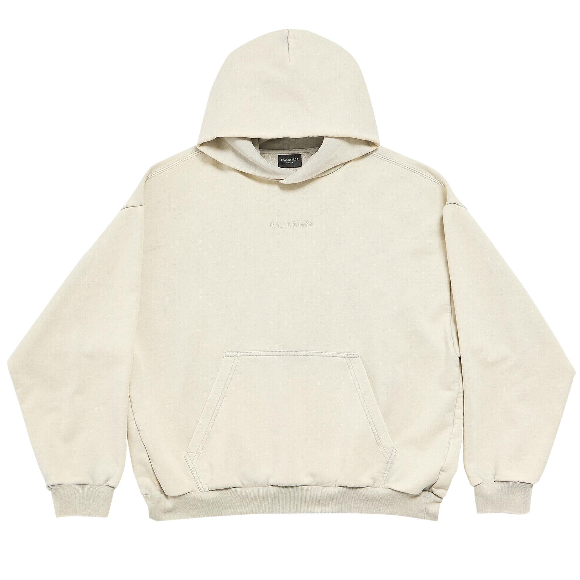 Balenciaga Logo Embroidered Hoodie 'Cement Grey' - 1