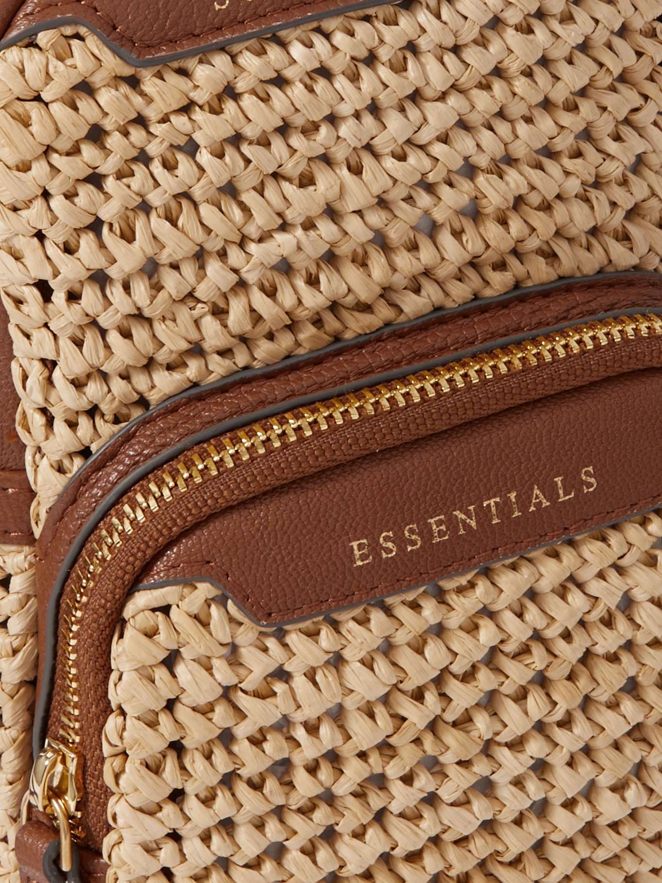Essentials leather-trimmed raffia shoulder bag - 4