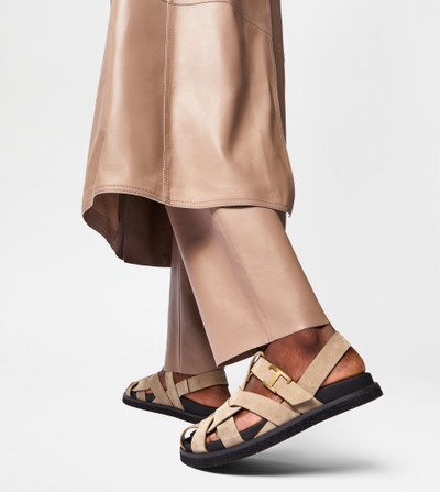 Tod's T TIMELESS SANDALS IN SUEDE - BROWN outlook