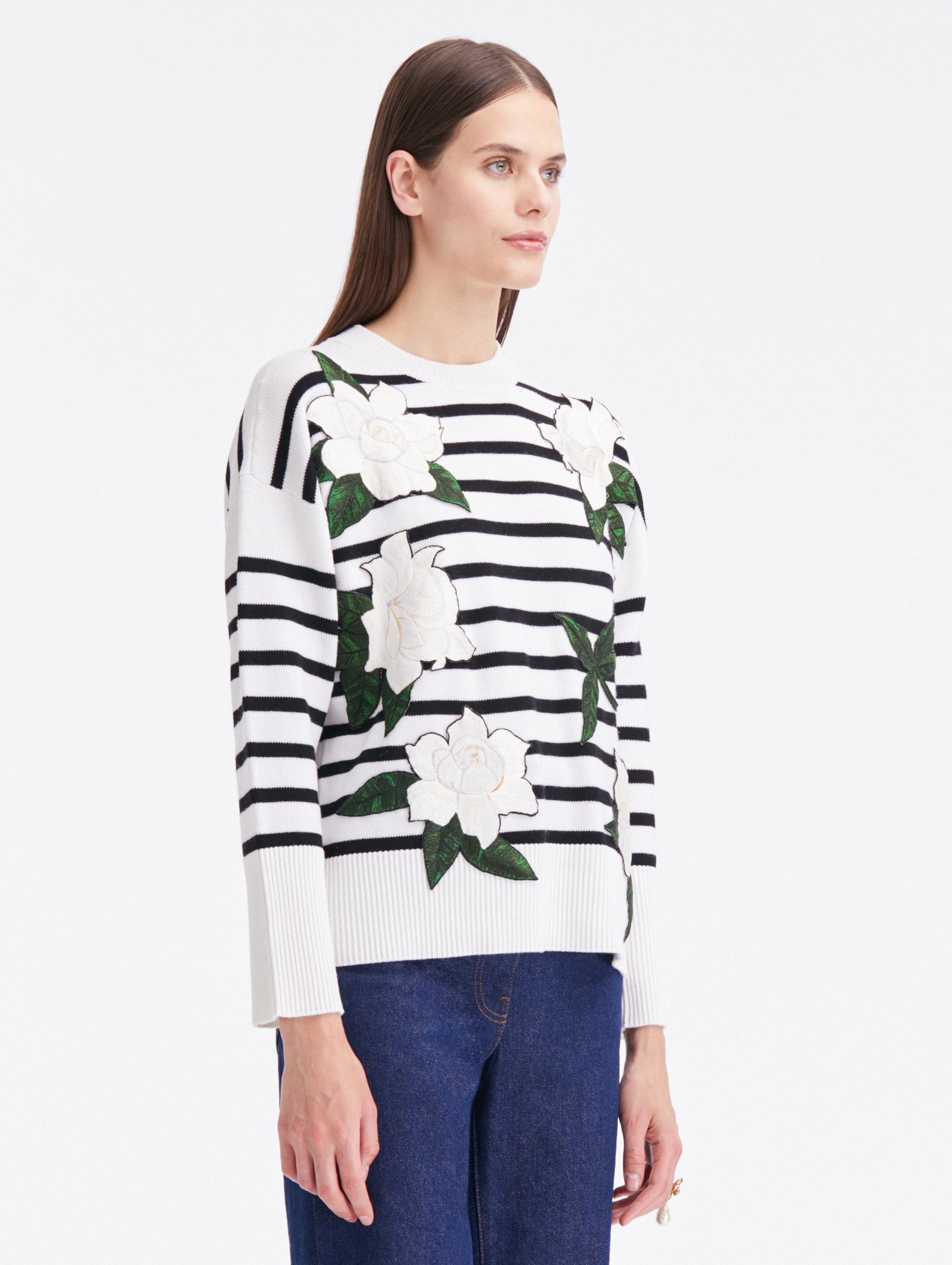 STRIPED GARDENIA THREADWORK PULLOVER - 5