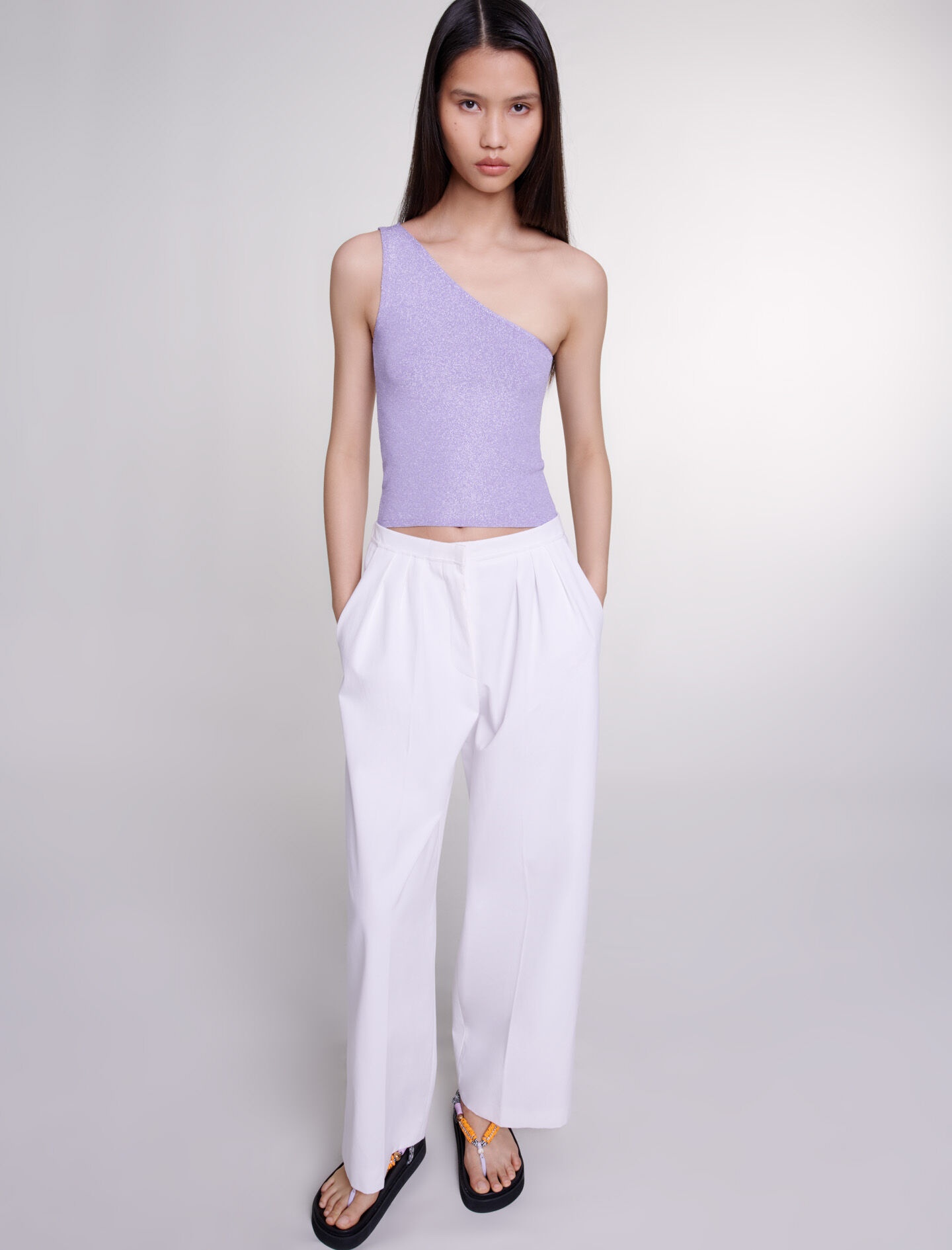 Metallic asymmetrical crop top - 9