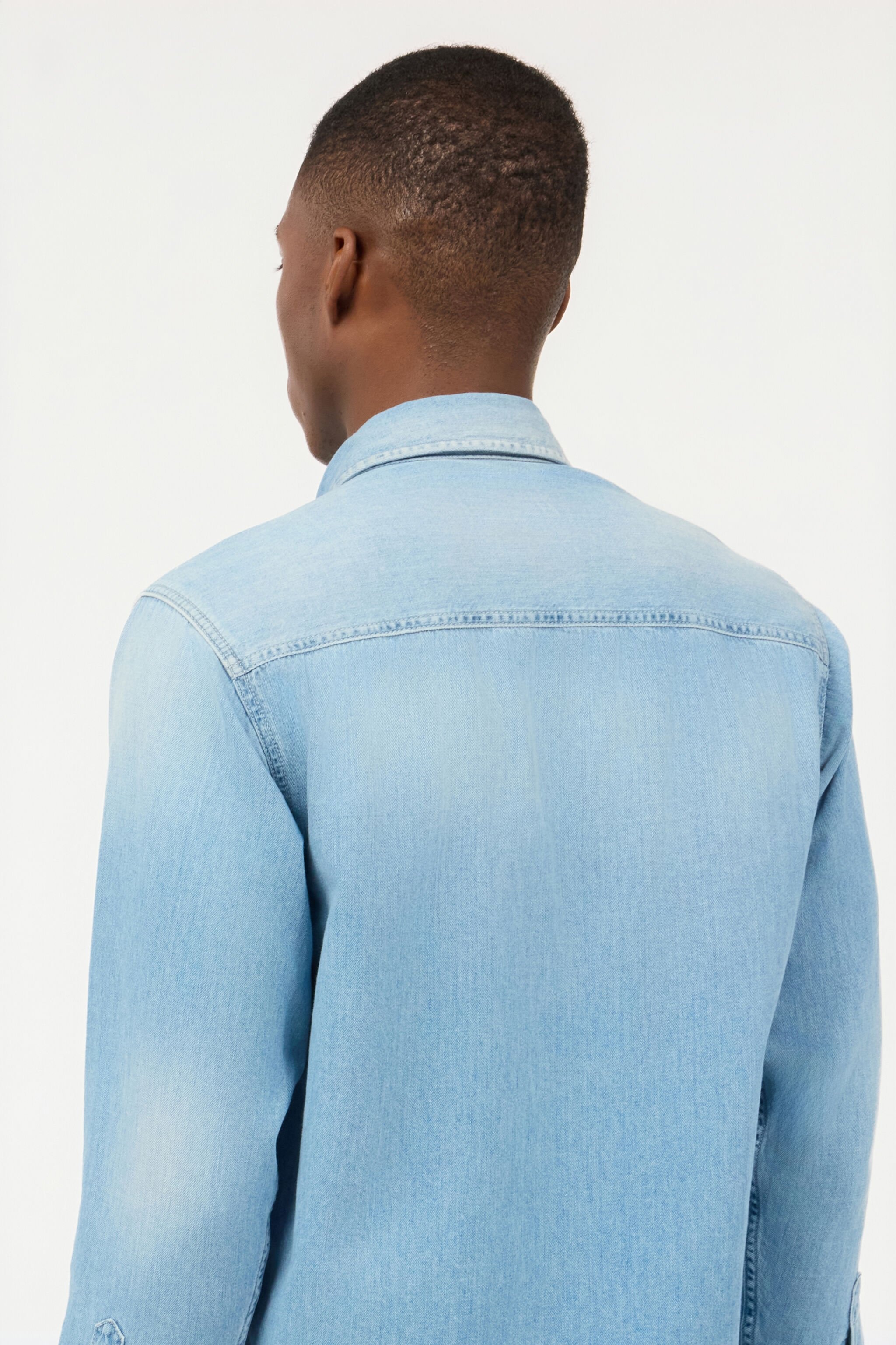 Denim Shirt With Mirror Snake Monogram - 7