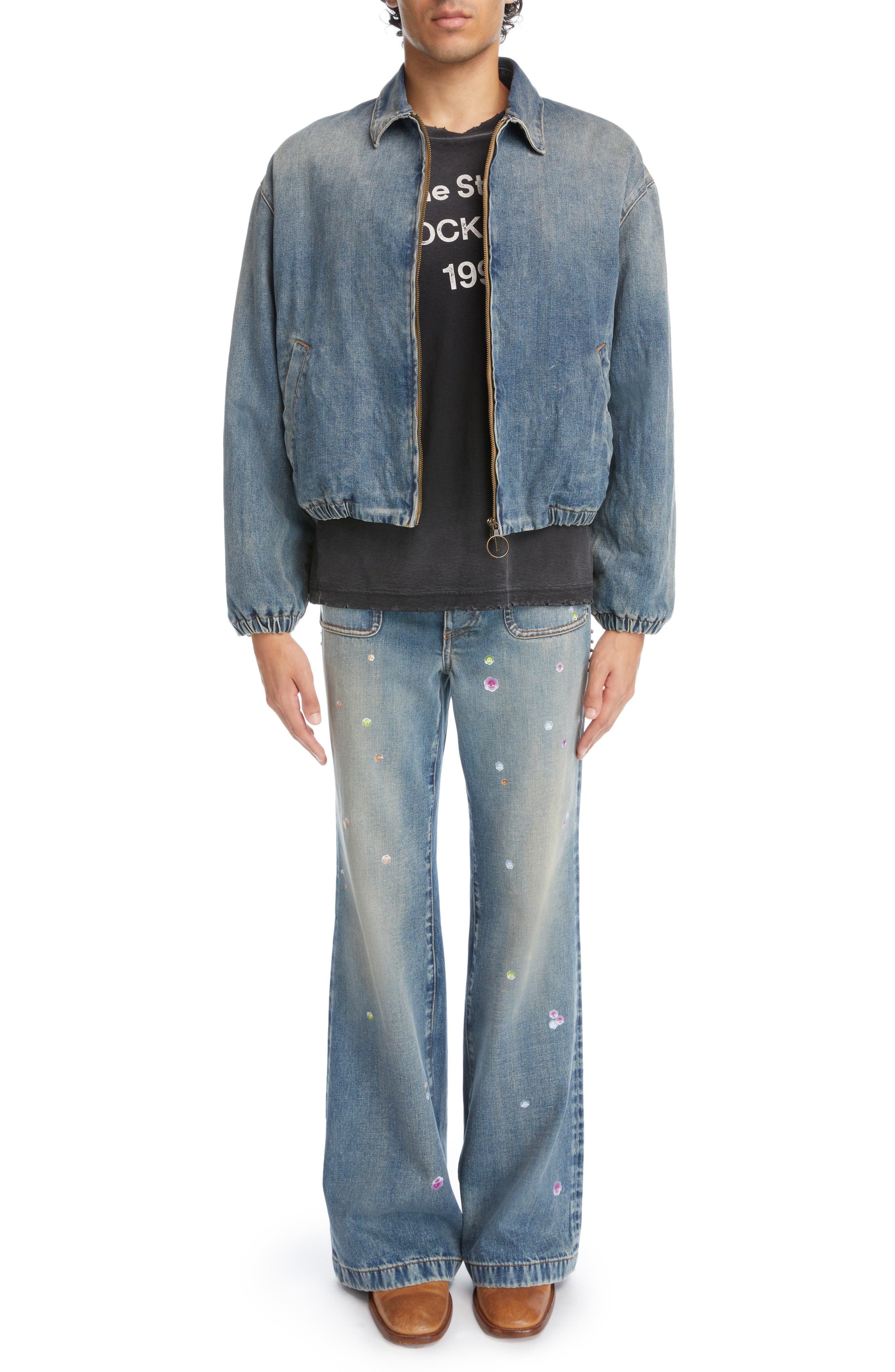 Acne Studios 1996 Logo Distressed Cotton & Hemp Graphic Tee in Faded Black at Nordstrom - 7