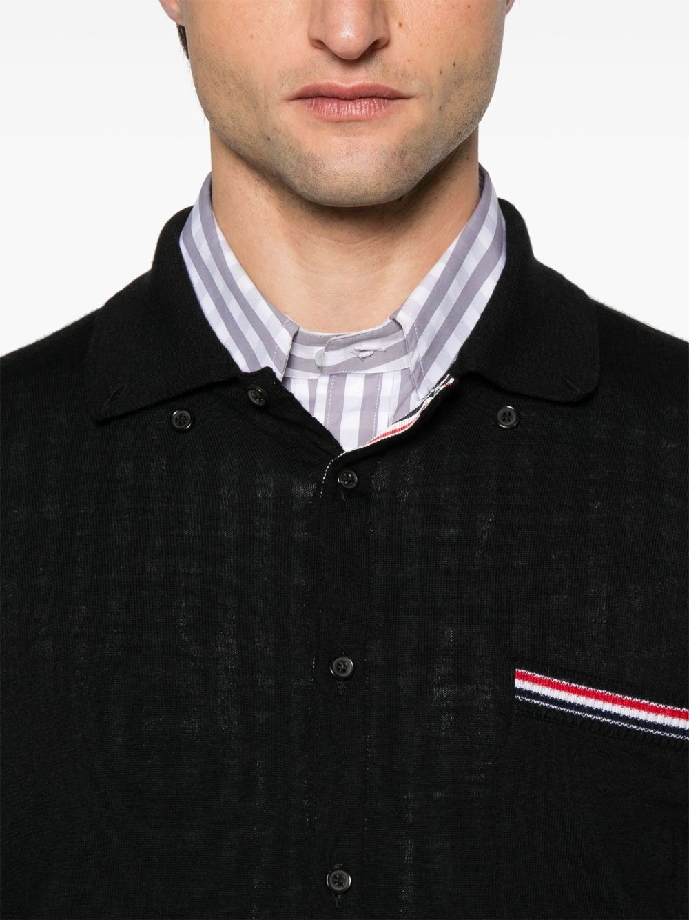 RWB-stripe virgin wool cardigan - 5