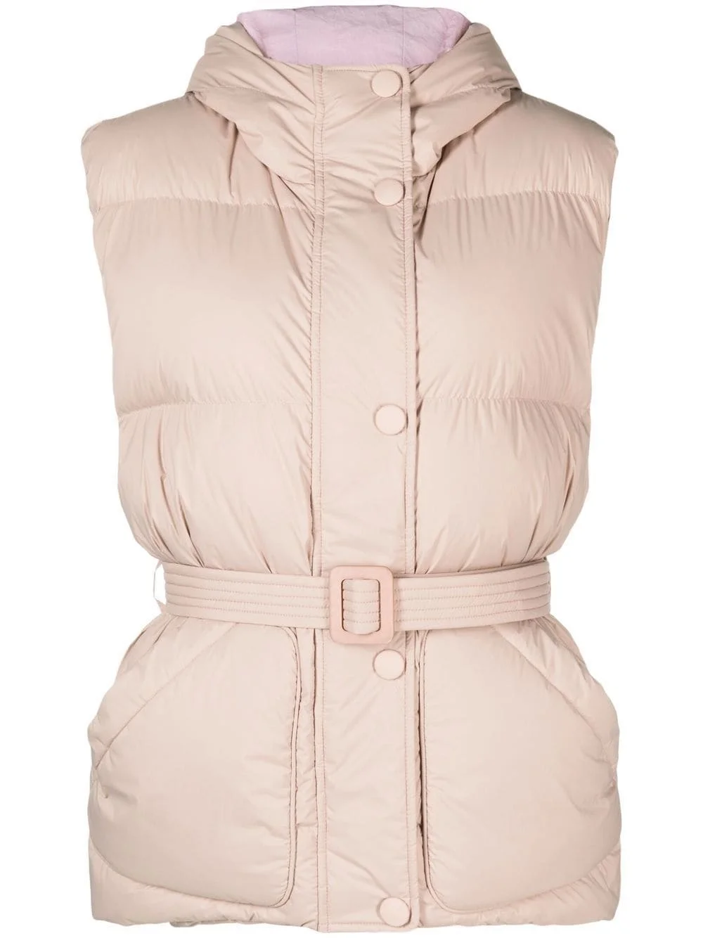 belted-waist puffer vest - 1