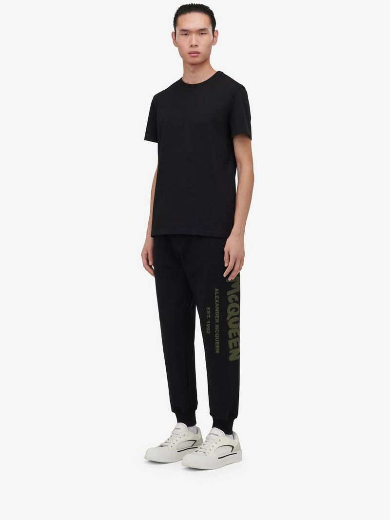Men's McQueen Graffiti Joggers in Black/khaki 3