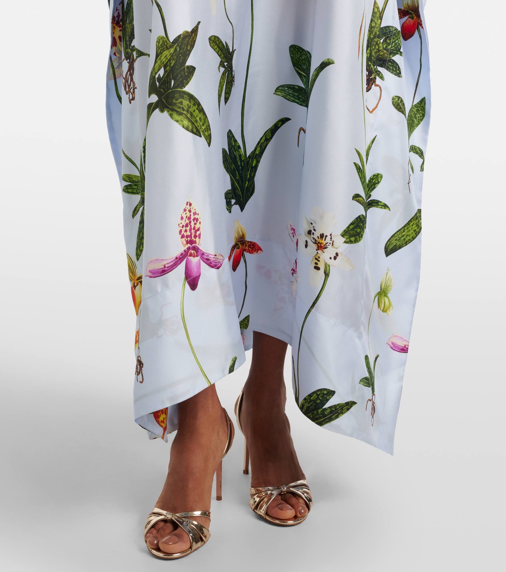 Floral silk twill kaftan - 5