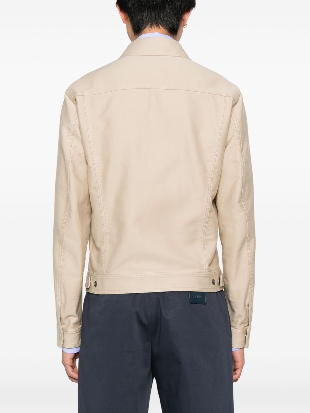 leather zip-up jacket - 4