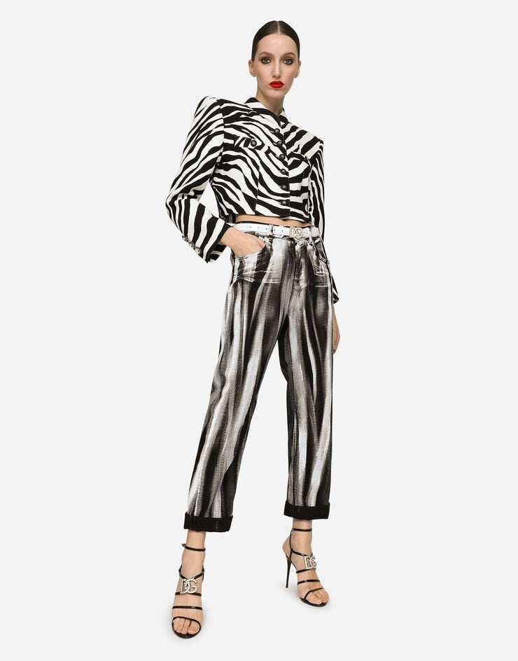 Striped-effect coated boyfriend jeans - 5