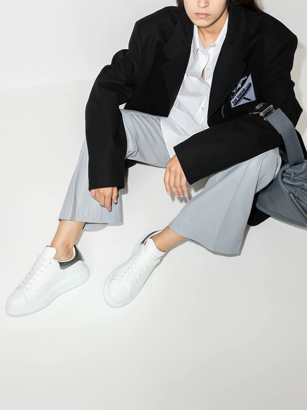 Oversized metallic leather sneakers - 4