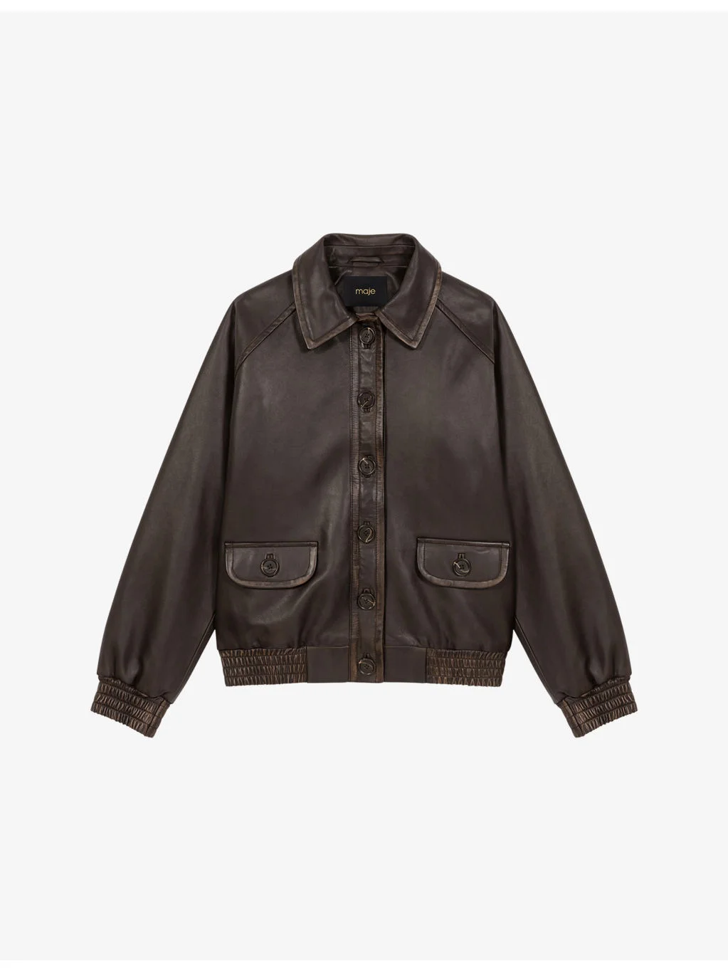 Button-Up Cropped Leather Jacket - 1