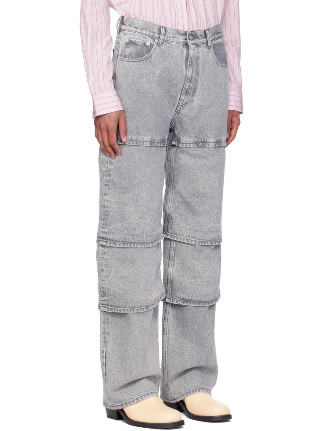 Gray Layered Jeans - 2
