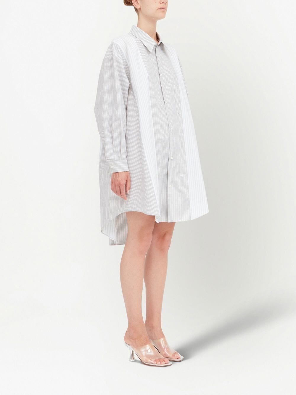 panelled pinstripe shirt dress - 3