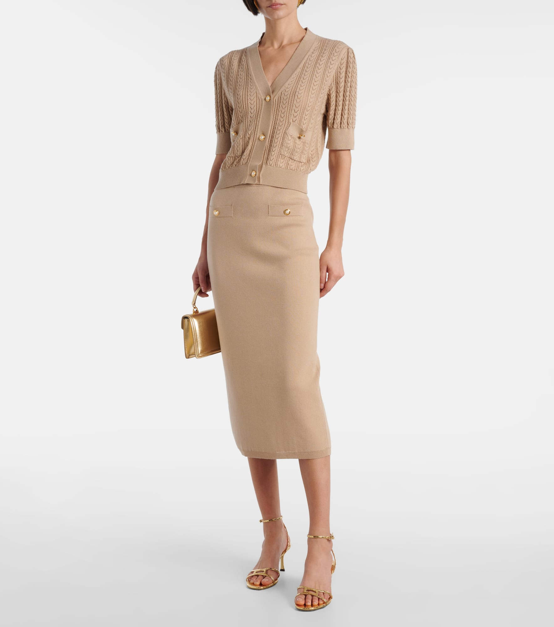 Cotton and cashmere pencil skirt - 2