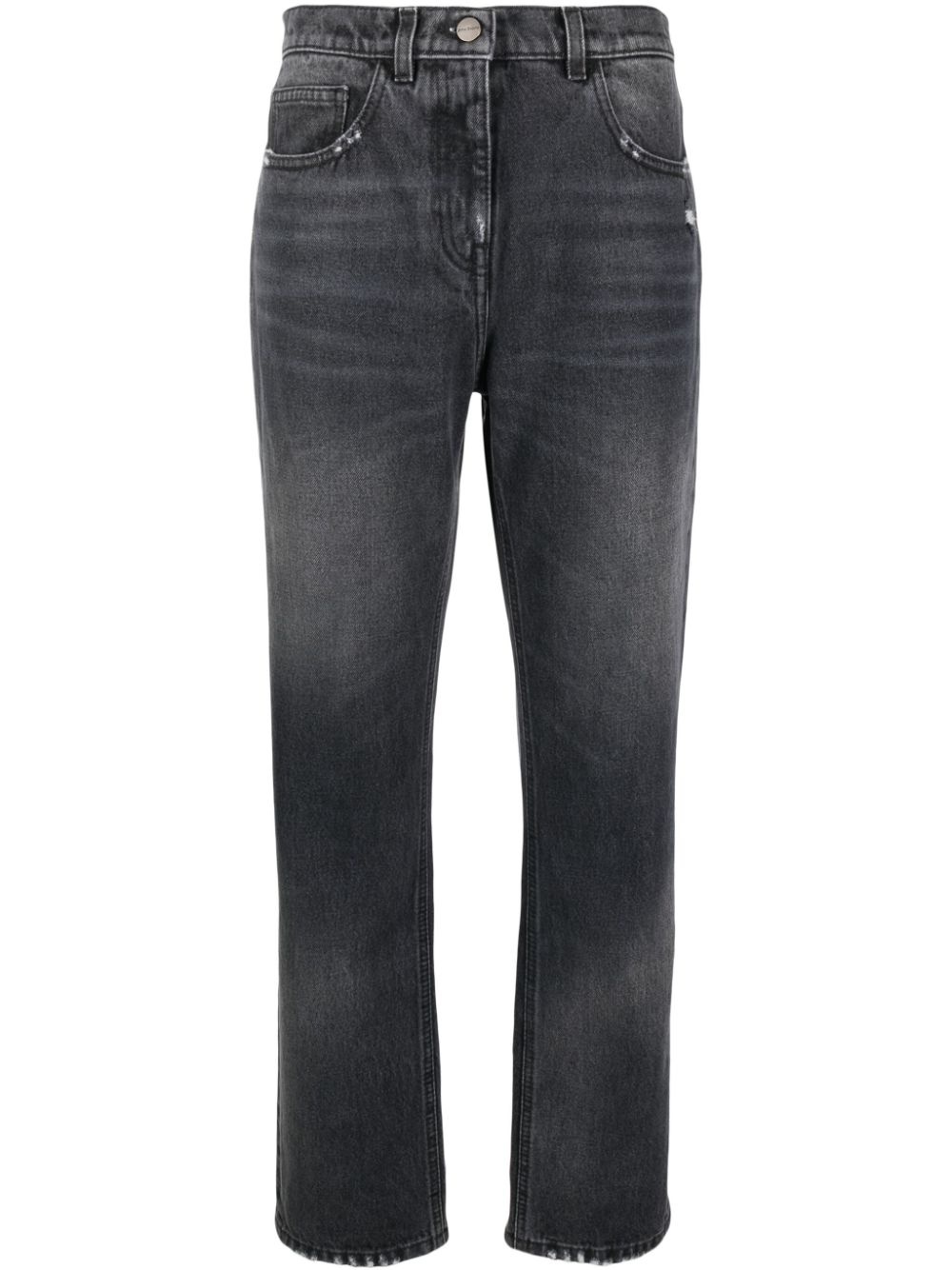 distressed straight-leg jeans - 1