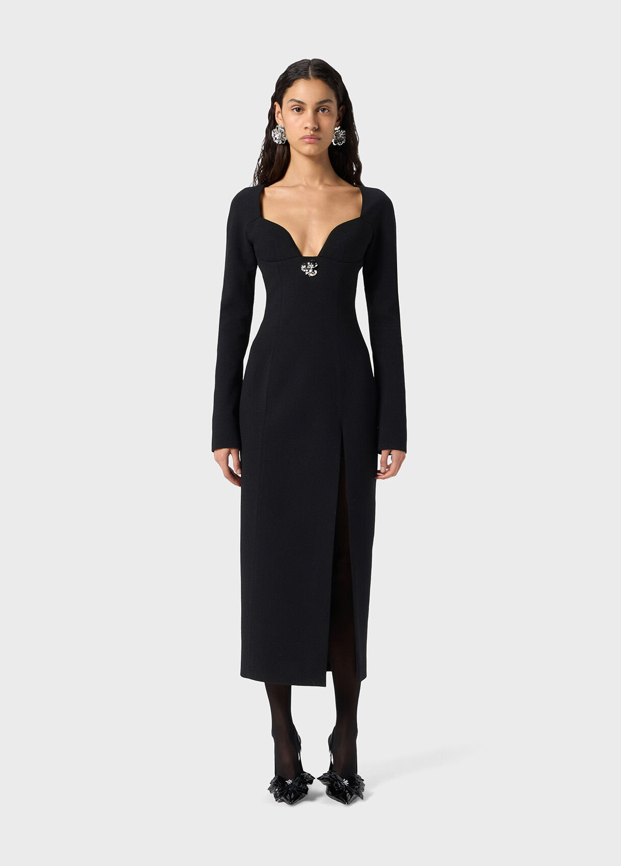 MIDI DRESS IN CRÊPE WITH METAL ROSE - 2