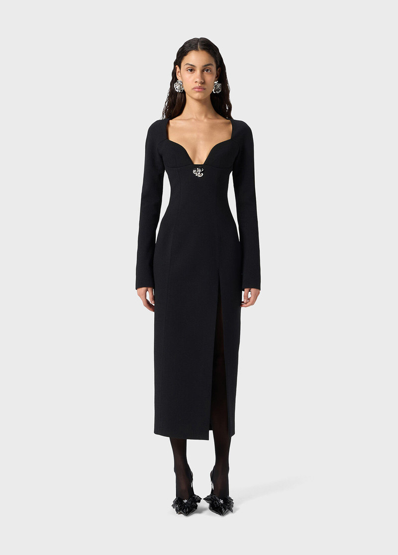 Blumarine MIDI DRESS IN CRÊPE WITH METAL ROSE outlook