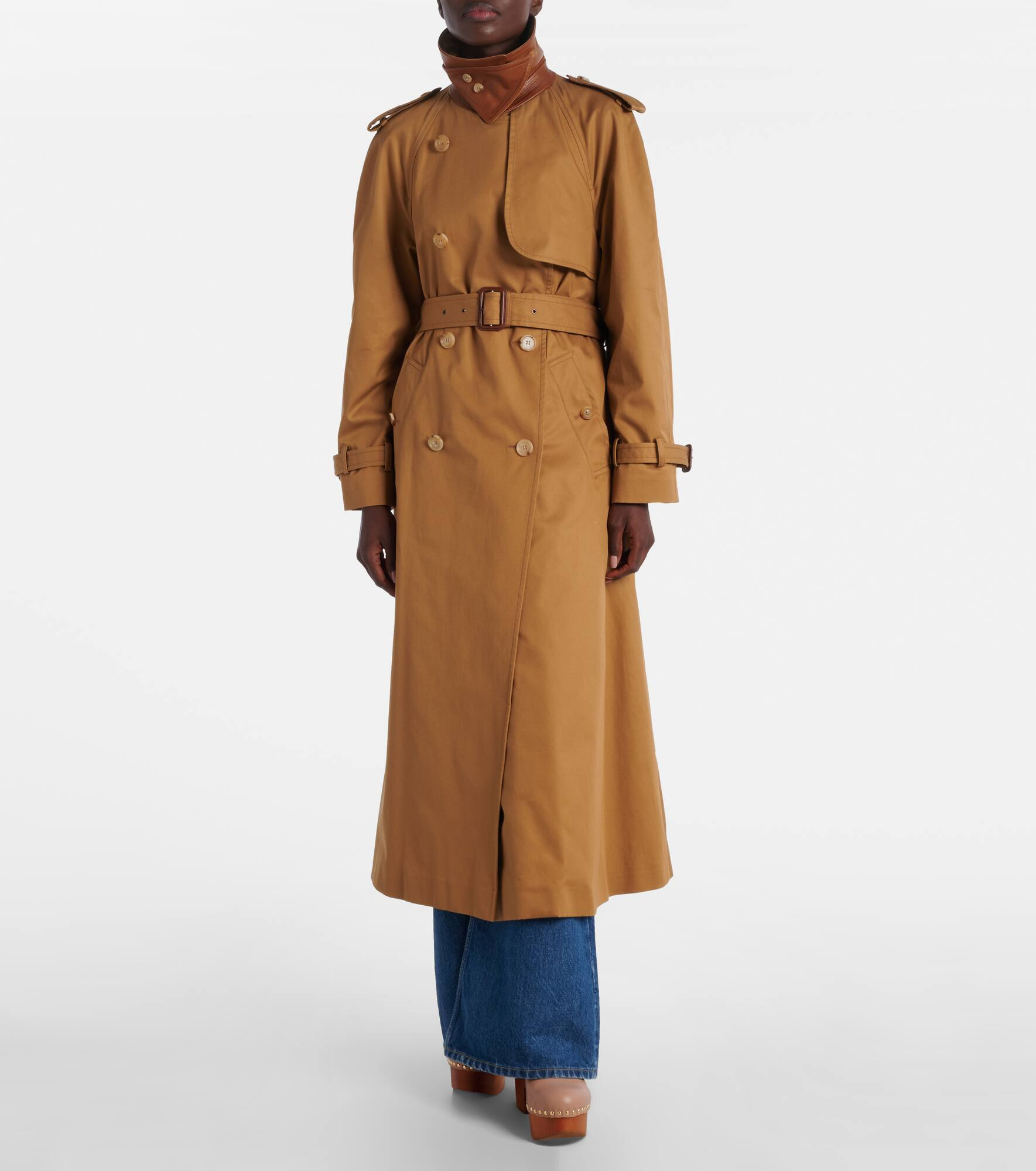 Cotton gabardine trench coat - 7