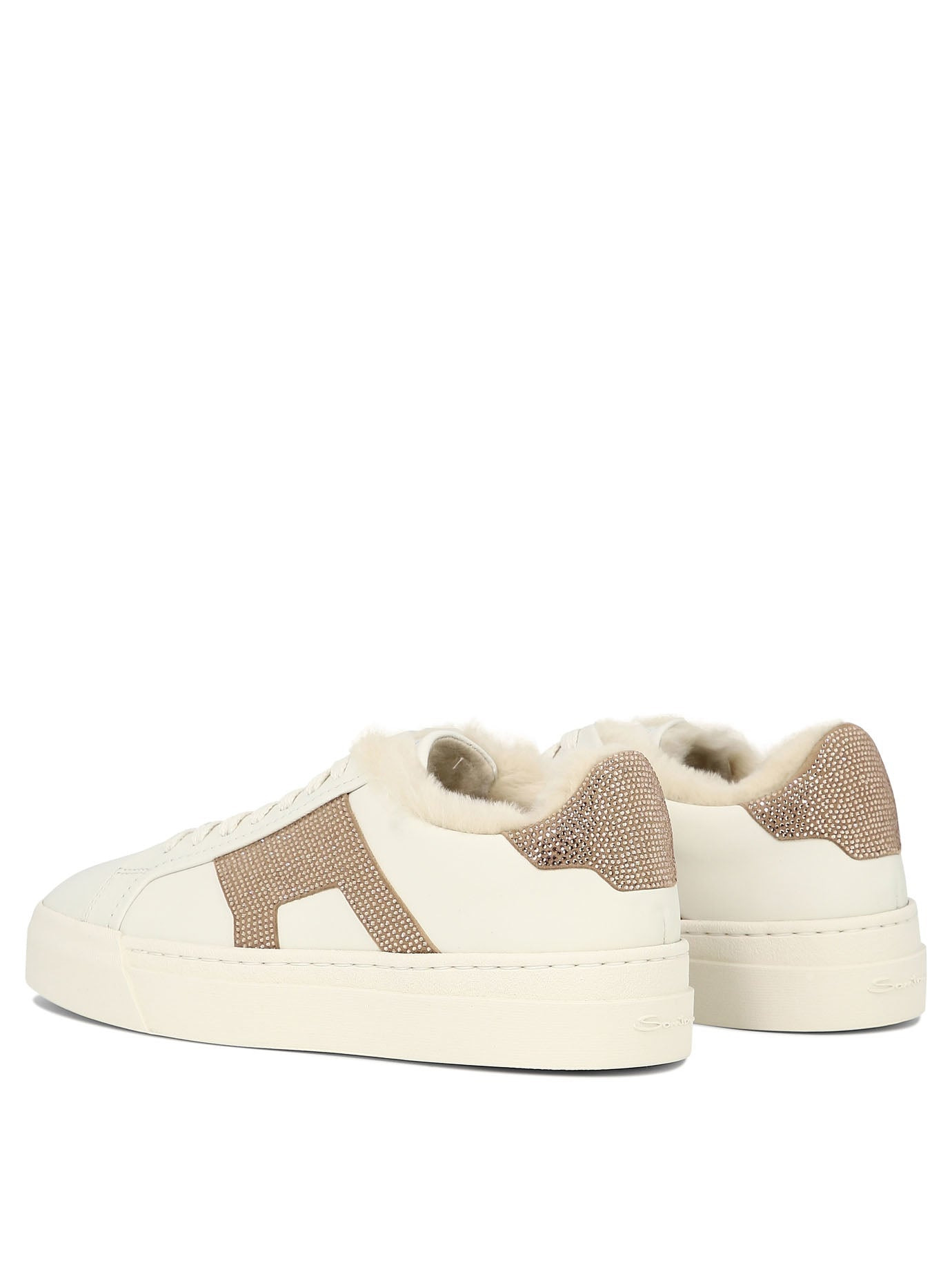Santoni Women "Double Buckle" Rhinestone-Embellished Sneakers - 4