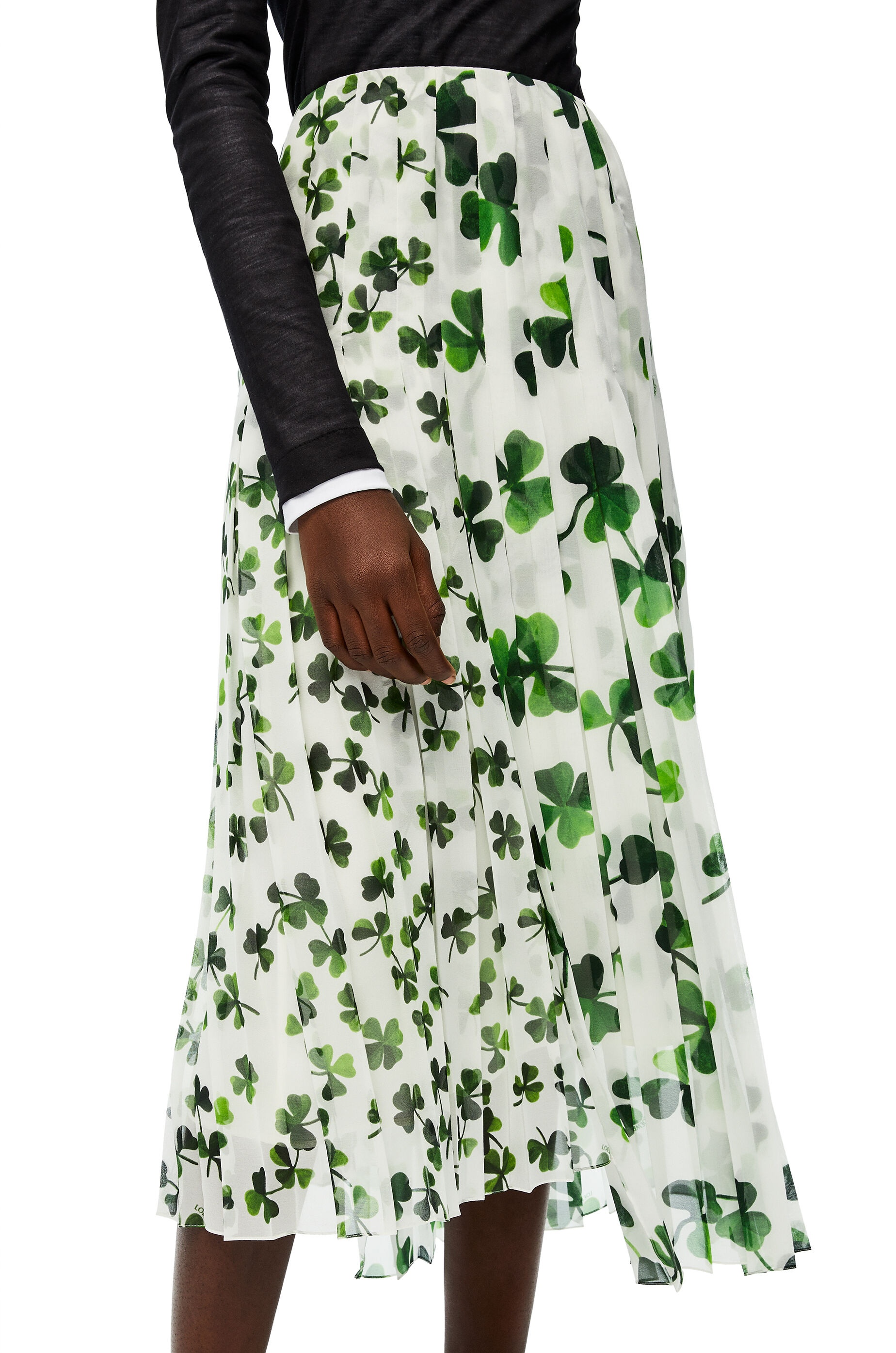 Print pleated skirt in shamrock polyester - 5