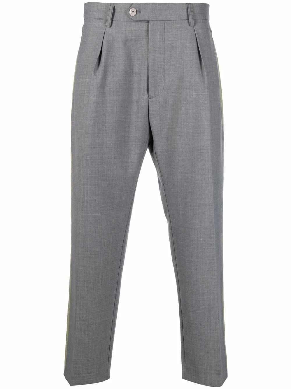 side-stripe linen trousers - 1